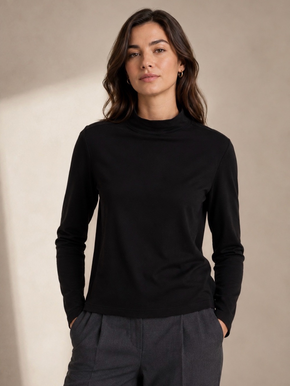 Ann Taylor Black Mock Neck Turtleneck – Size Large